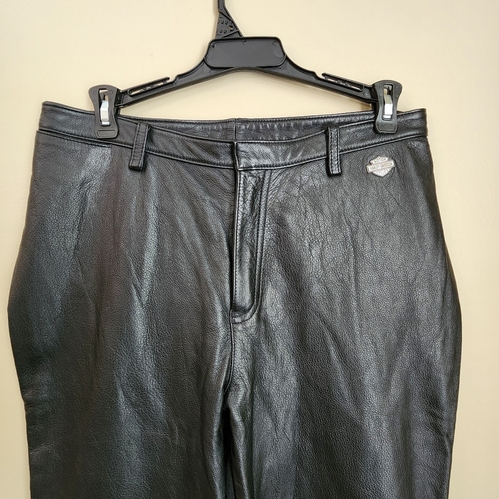 Harley Davidson Black Leather Riding Motorcycle Pants Size 10 W Women's - Picture 4 of 8